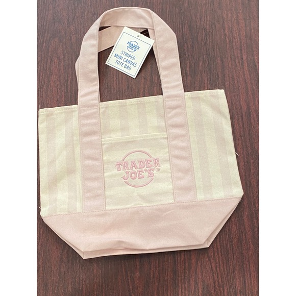 Trader Joe'S Handbags - Trader Joe's Striped Mini Tote Bag Pastel Lavender Cream Limited Edition NWT